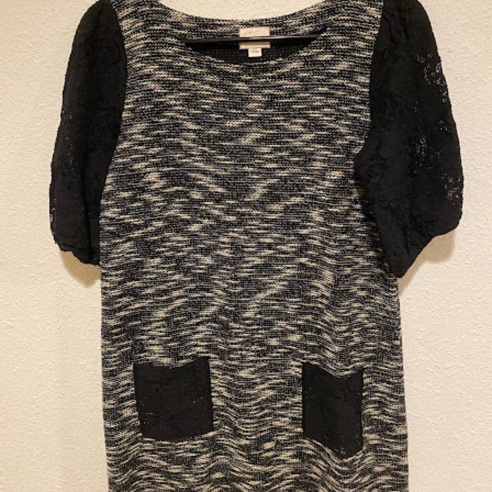 Anthropologie Postmark Black Lace Sleeve Dress